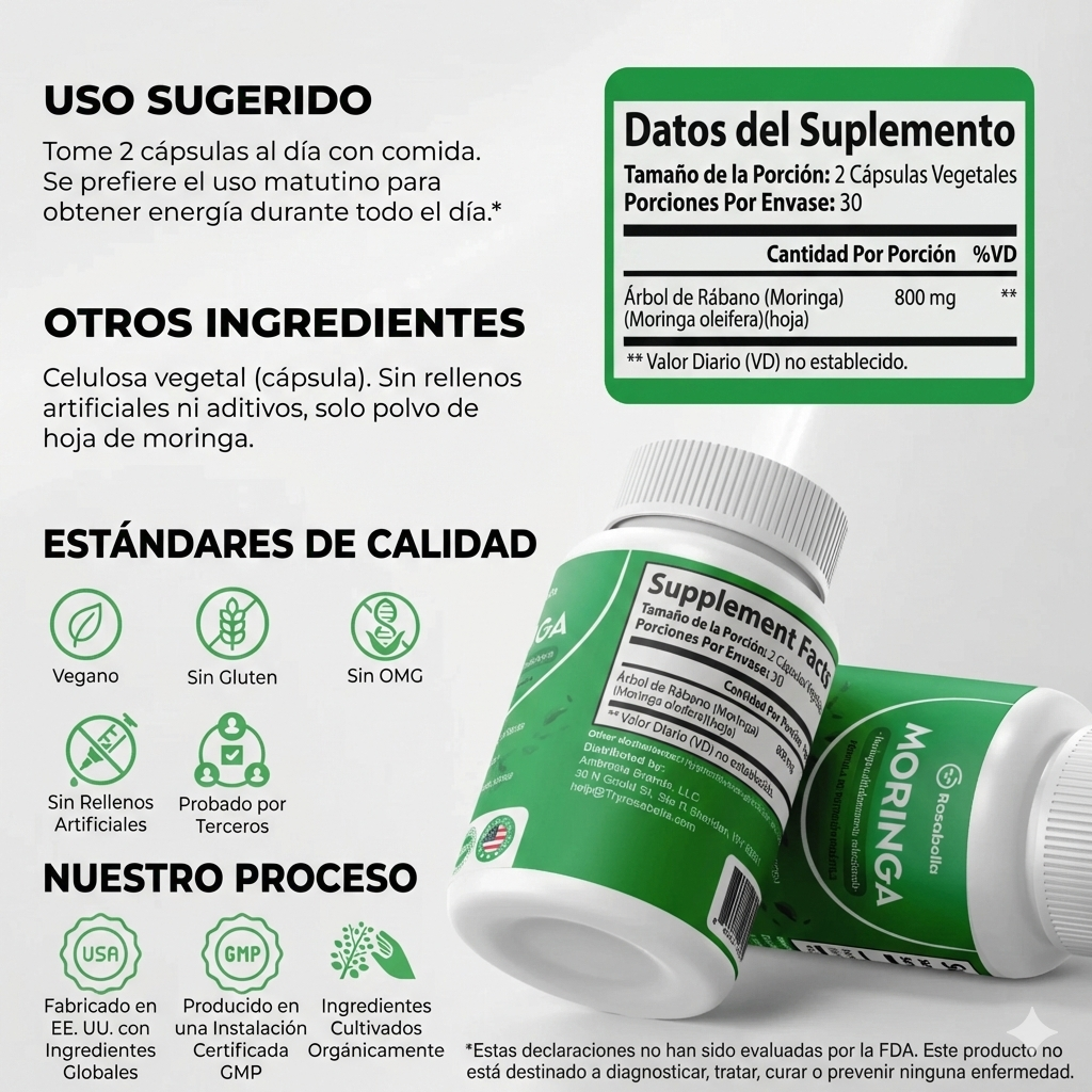 Rosabella Moringa: reduce de forma natural el cortisol para ayudar a restablecer el equilibrio interior y exterior.