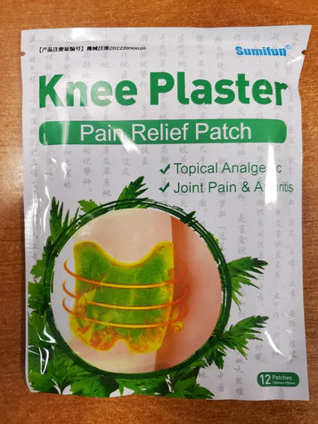 Paquete combinado con 3 parches analgésicos para el dolor de rodilla.